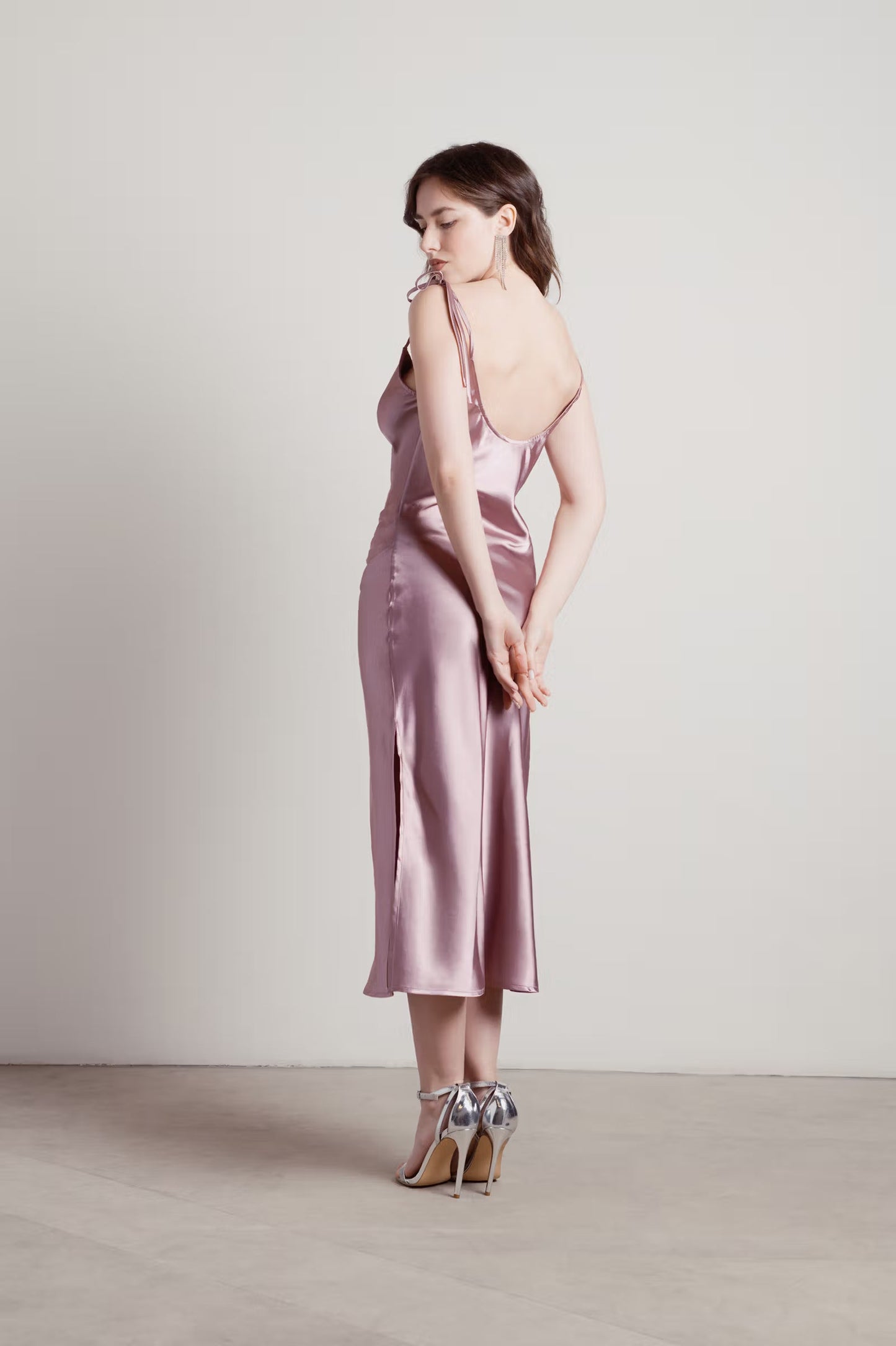 Tobi Charm Me Satin Cowl Neck Midi Dress