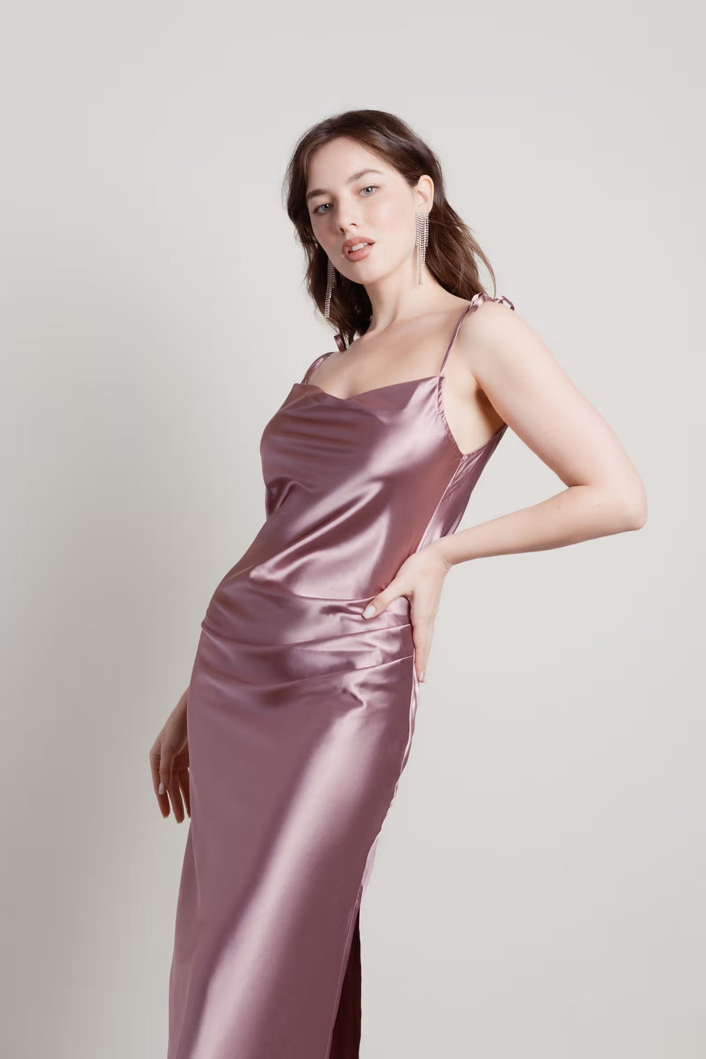 Tobi Charm Me Satin Cowl Neck Midi Dress