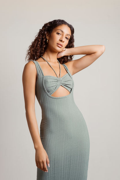 Tobi No Problem Ribbed Cutout Maxi Dress