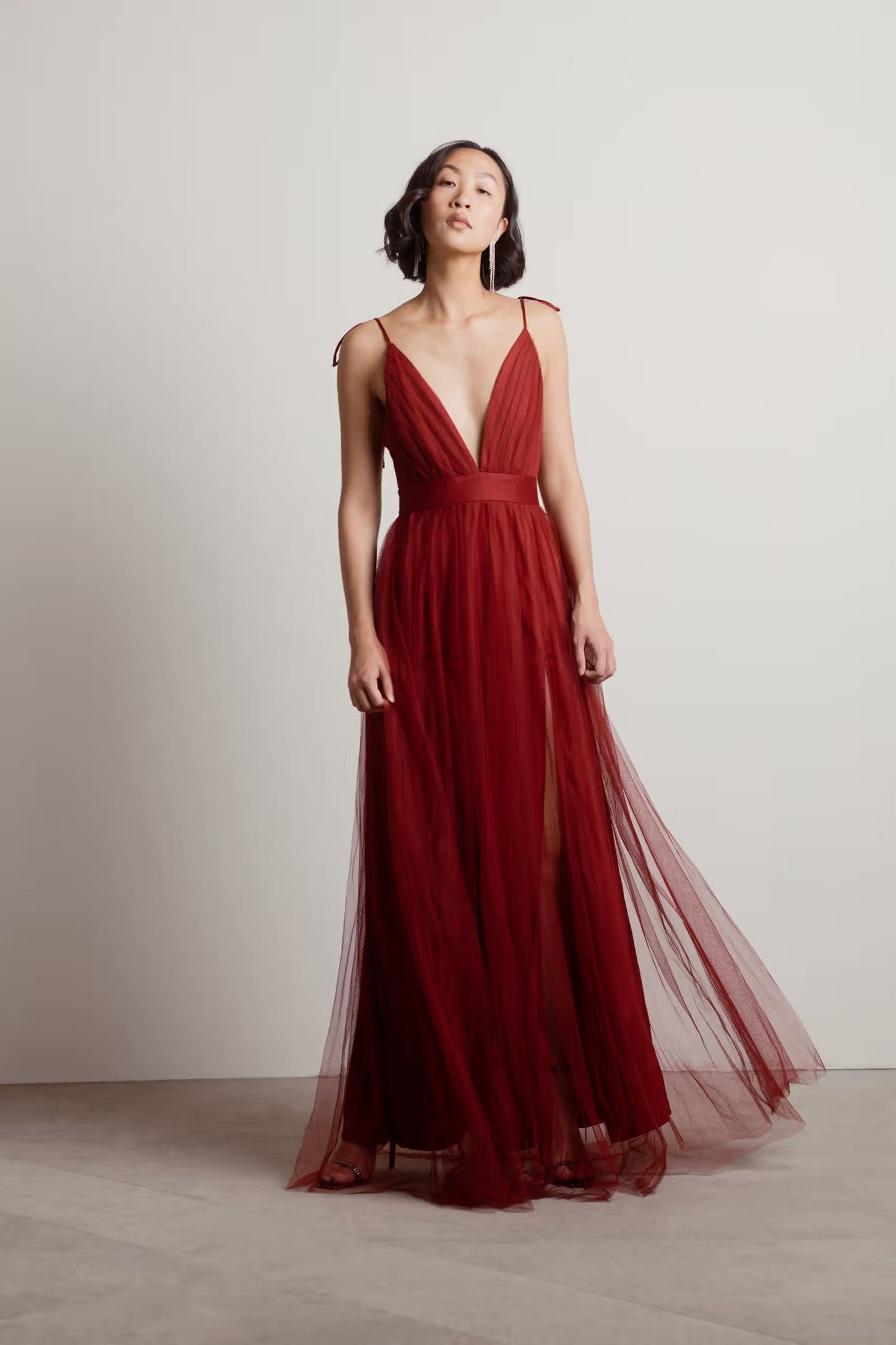 Tobi Slay The Night Deep V Double High Slit Maxi Dress