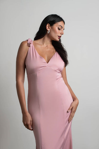 Tobi Priscella Satin Tie Strap Maxi Dress