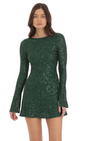 Lucy in the Sky Sequin Long Sleeve Open Back Dress