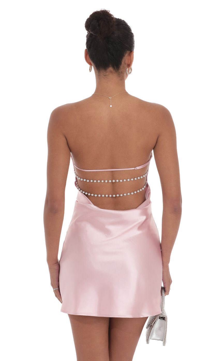 Lucy in the Sky Satin Pearl Open Back Dress