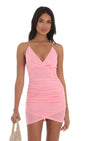 Lucy in the Sky Shimmer Ruched Cross-Back Dress