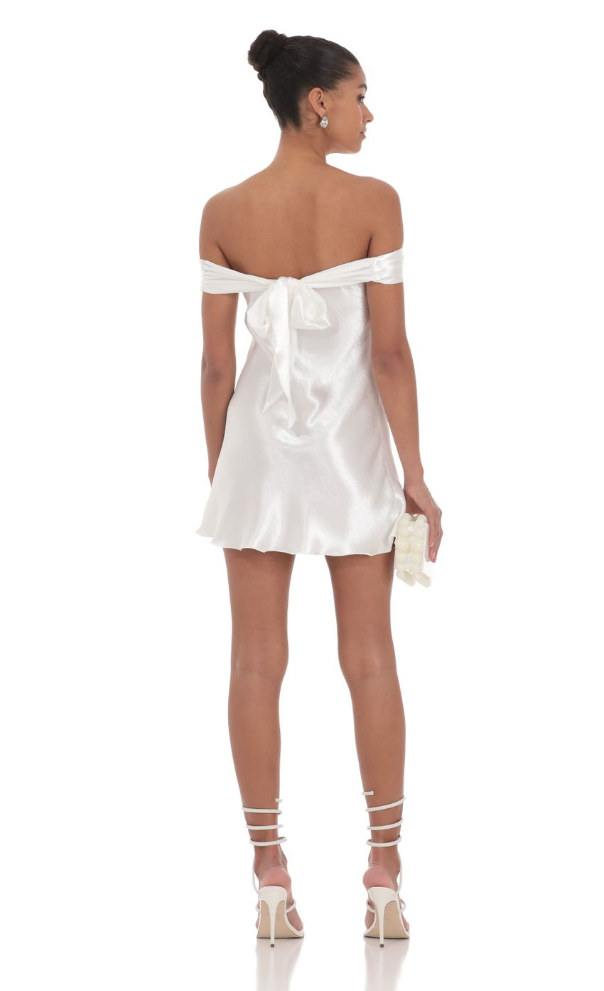Lucy in the Sky Satin Off Shoulder Dress
