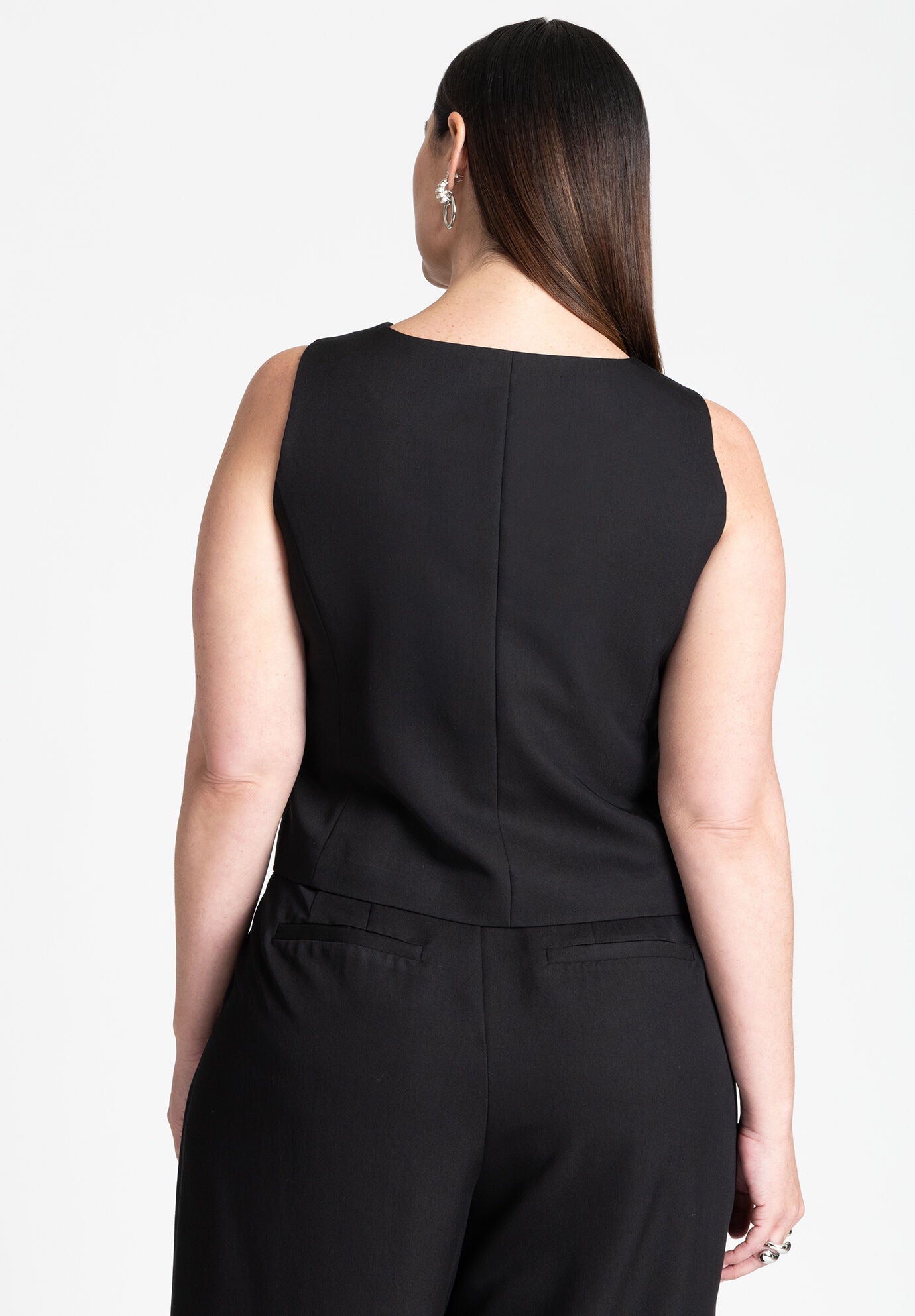 ELOQUII Women's Crystal Button Fitted Vest