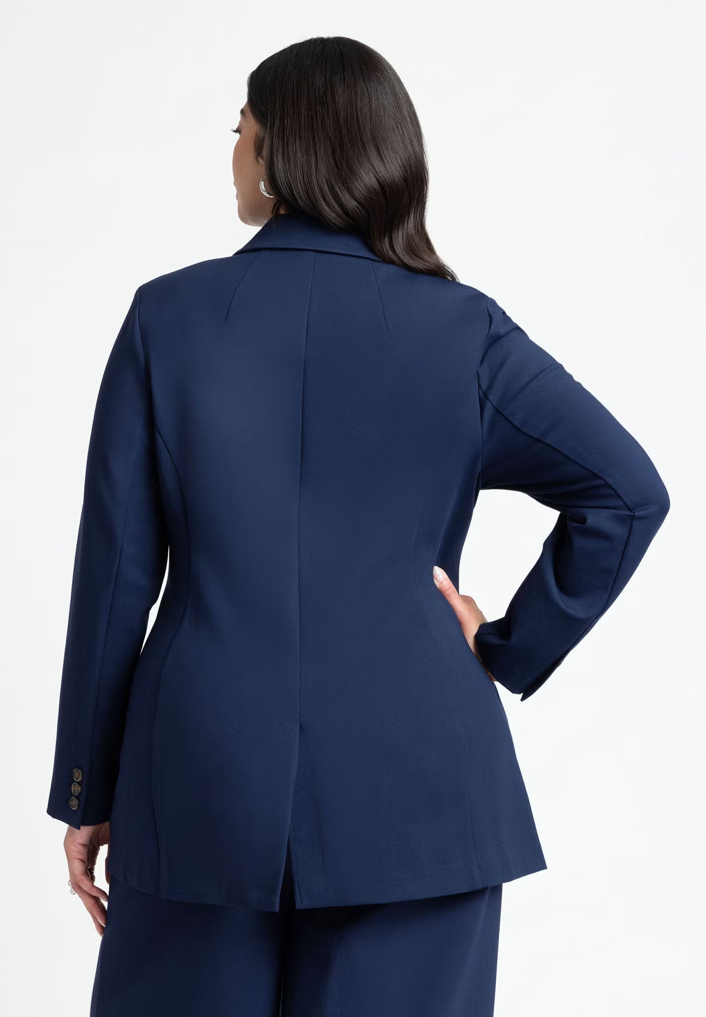 ELOQUII The Ultimate Stretch Long Two Button Blazer - Maritime Blue