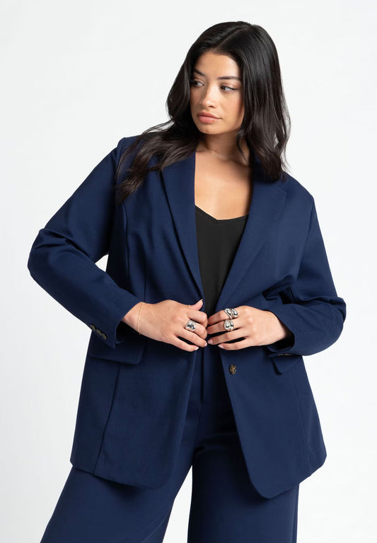 ELOQUII The Ultimate Stretch Long Two Button Blazer - Maritime Blue