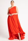 ELOQUII Dramatic Ruffle Gown - Bright Orange