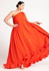 ELOQUII Dramatic Ruffle Gown - Bright Orange