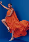 ELOQUII Dramatic Ruffle Gown - Bright Orange