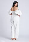 ELOQUII Off The Shoulder Jumpsuit - Coconut Milk