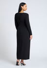 ELOQUII Shirred Strong Shoulder Tie Detail Dress