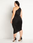 ELOQUII Ruched One Shoulder Dress - Black Onyx