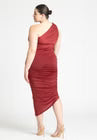 ELOQUII Ruched One Shoulder Dress - Blaze Red