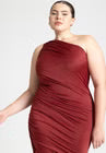 ELOQUII Ruched One Shoulder Dress - Blaze Red