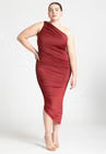 ELOQUII Ruched One Shoulder Dress - Blaze Red