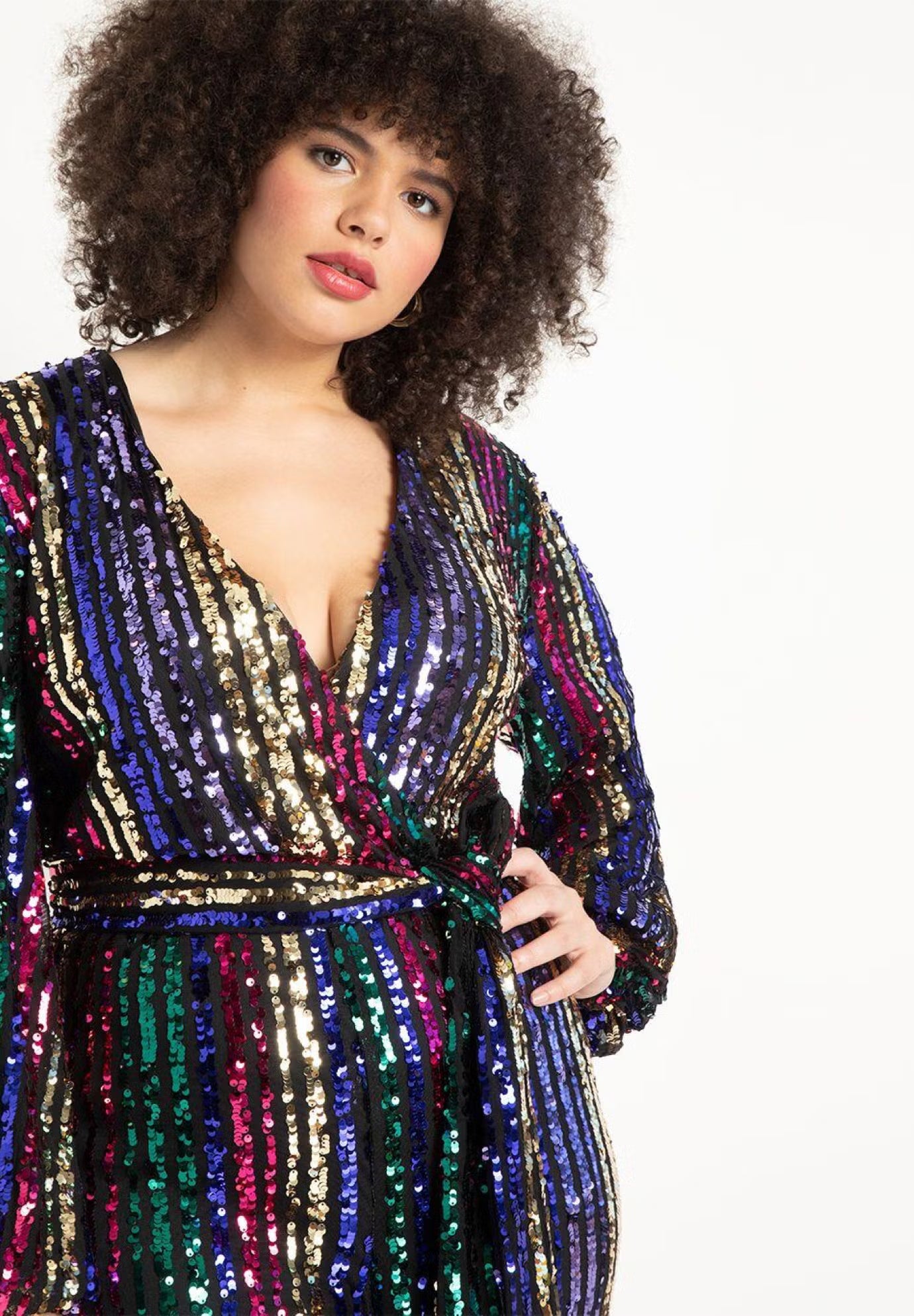 ELOQUII Multicolor Stripe Sequin Jumpsuit - Multicolor