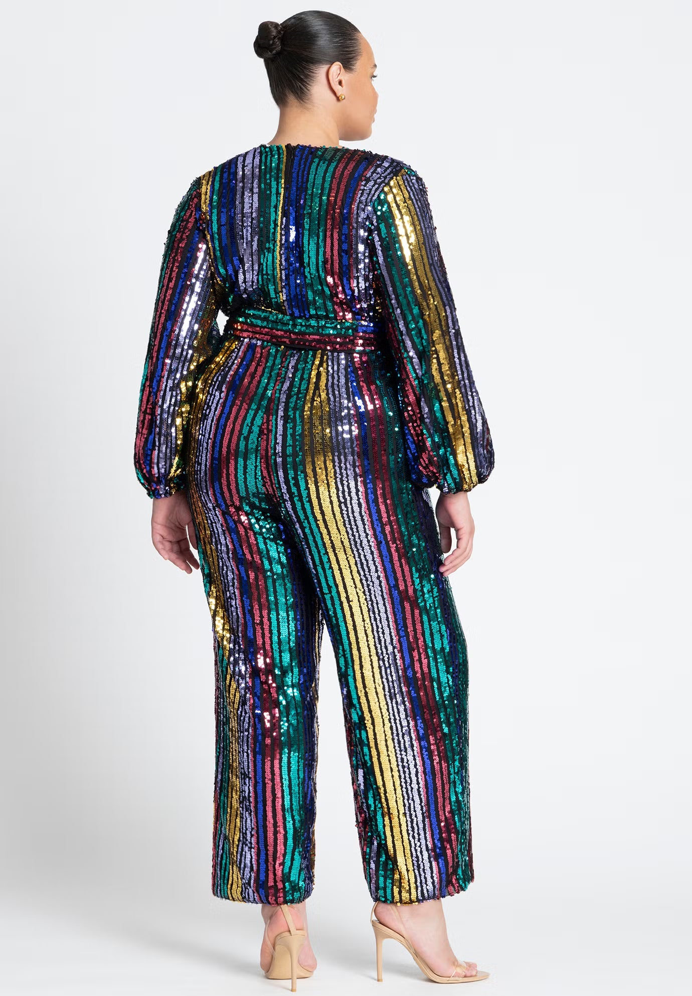 ELOQUII Multicolor Stripe Sequin Jumpsuit - Multicolor