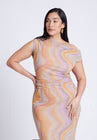 ELOQUII Printed Mesh Dress - Angela Stripe