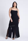 ELOQUII Ribbed Fringe Dress - Black Onyx