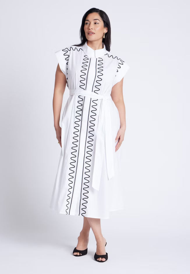ELOQUII Embroidered Midi Dress - Bright White