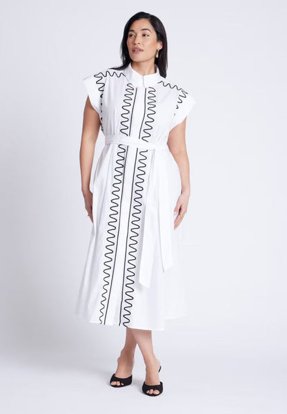 ELOQUII Embroidered Midi Dress - Bright White