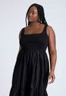 ELOQUII Mixed Fabric Tank Dress - Black Onyx