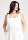 ELOQUII Mixed Fabric Tank Dress - White