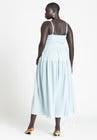 ELOQUII Smocked Tiered Maxi Dress - Light Blue Green Stripe