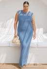 ELOQUII Shell Crochet Sweater Dress