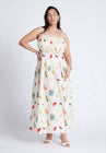 ELOQUII Shirred Bodice Ruffle Maxi Dress - Olive You