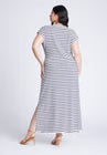 ELOQUII Easy Tee Dress - Navy Cream Stripe