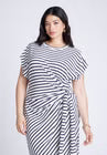ELOQUII Easy Tee Dress - Navy Cream Stripe