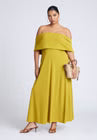 ELOQUII Off The Shoulder Maxi Dress - Avocado Oil