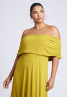 ELOQUII Off The Shoulder Maxi Dress - Avocado Oil