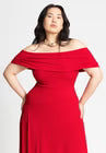 ELOQUII Off The Shoulder Maxi Dress - Equestrian Red