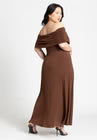 ELOQUII Off The Shoulder Maxi Dress - Potting Soil