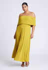 ELOQUII Off The Shoulder Maxi Dress - Avocado Oil
