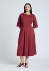 ELOQUII Seam Detail Ponte Work Dress - Cabernet
