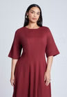 ELOQUII Seam Detail Ponte Work Dress - Cabernet