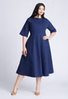 ELOQUII Seam Detail Ponte Work Dress - Rich Navy