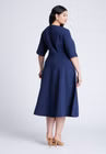 ELOQUII Seam Detail Ponte Work Dress - Rich Navy