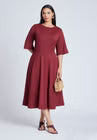 ELOQUII Seam Detail Ponte Work Dress - Cabernet