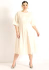 ELOQUII Seam Detail Ponte Work Dress - White Smoke