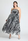 ELOQUII Paillette Dress With Big Skirt - Silver