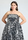 ELOQUII Paillette Dress With Big Skirt - Silver