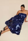 ELOQUII Paillette Dress With Big Skirt - Navy