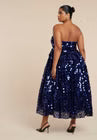 ELOQUII Paillette Dress With Big Skirt - Navy