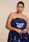 ELOQUII Paillette Dress With Big Skirt - Navy